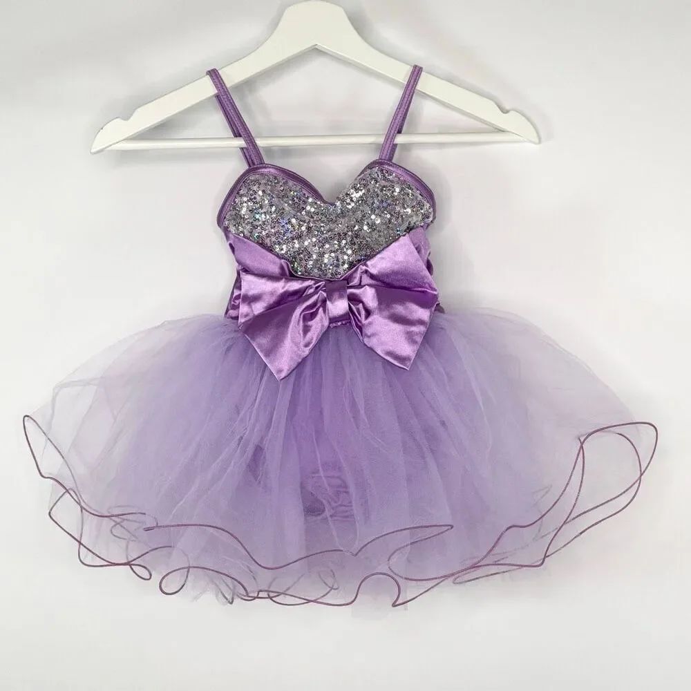 Weissman Hologram Mesh Party Dress Tutu in Purple - Kids US Size XSC (Extra Smal